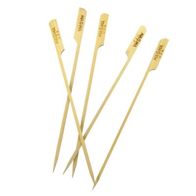 China Custom Logo Barbecue Accessories Easily Cleaned Flat Bamboo Meat Skewers Sticks Skewer Bamboo for sale