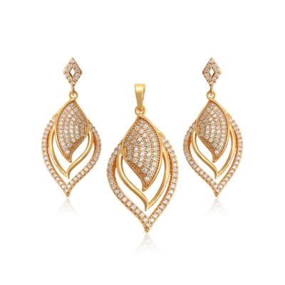 China Vintage AiQi Fashion Jewelry 24k Gold Color Elegant Dubai Mothers Day Gift Earring And Pendant Set for sale