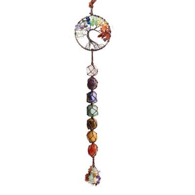 China AiQi CLASSIC Seven Color Crystal Stone Hand-Woven Pendant Natural Stone Tree of Life for sale