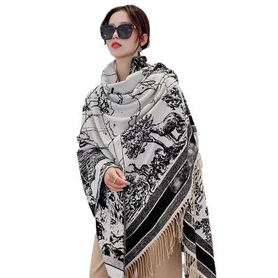 China High quality wild cashmere spring and autumn women's square scarf outside the office shawl warm winter dual-use thick cotton for sale