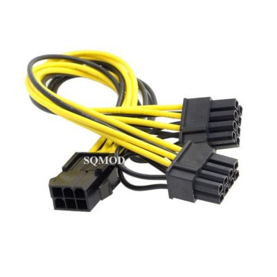 China Graphics Card 18awg pcie 6pin to dual 8pin 6 2 pcie cable splitter 200MM for sale