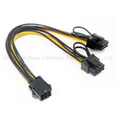 China Y Splitter High Qty PCI-e 6 Pin Female To Dual 6+2 Pin Connectors Cord pcie 6p To 2x 8pin GPU Power Cable for sale