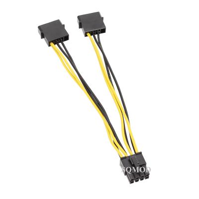 China Y splitter 2 x molex 4 pin to 8pin cpu cable for sale