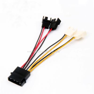 China Computer Fan Adapter Converter Cable IDE Molex 4-Pin to 4X 3-Pin Case Fan Power Cable for sale