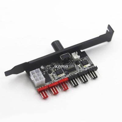 China High Quality Ports 4Pin 12V Propeller 6 Fans Computer Fan Hub 4 Button Cooling Controller for sale