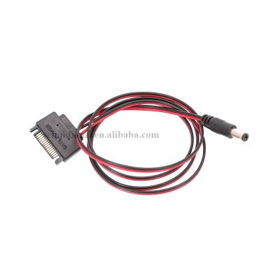 China HDD SDD RGB LED Computer Lights 12V SATA 15 Pin Male Connector to DC Male Power Cable 5.5 x 2.1mm Connctor for sale