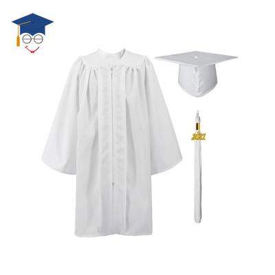 China School Matte White Graduation Gown Cap set with tassel 2021 for kids for sale