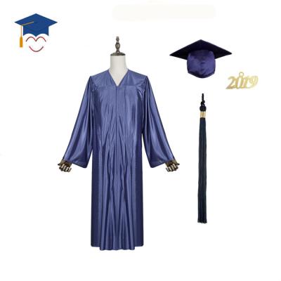 China Shiny School Navy Blue Graduation Dresses and Hats for sale