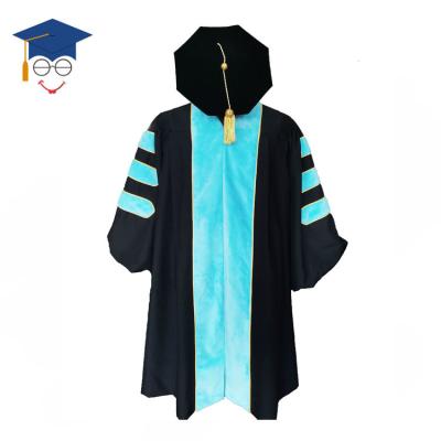 China Hot Sale School College Academic USA PHD Graduation Gown Set Doctoral Graduation Hood With Hexagonal Cap for sale