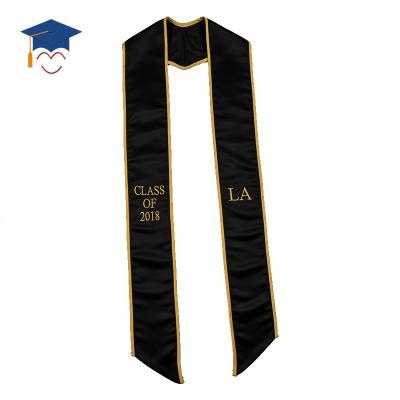 China School Hotsell Graduation Black Stole With Yellow Balanced/Wholesale Stole for sale