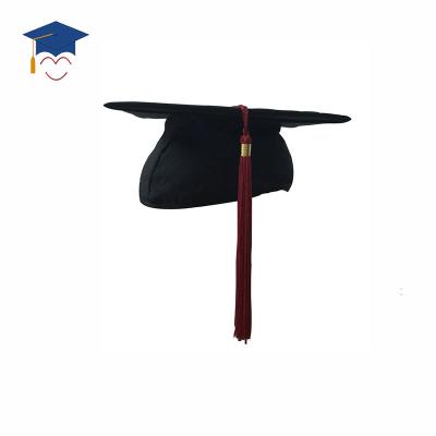 China Wholesale Cheap Black School Graduation Hat With Red Tassels for sale