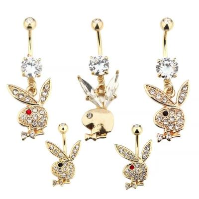 China Cute Cute Rabbit Navel Bell Button Rings Navel Rings 316L Surgical Steel Belly Button Piercing Jewelry for sale