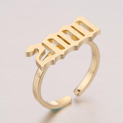 China New Arrival TRENDY Mens Stainless Steel Rings 1980-2000 Number Birth Year Gold Rings for sale