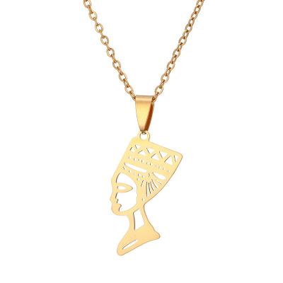 China FASHIONABLE Queen Nefertiti Necklace Pharaoh Initial Necklace Dainty Gold Plated for Girls for sale