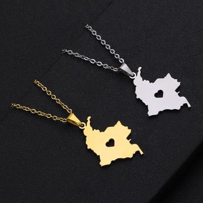 China FASHIONABLE Colombia Map Pendant Necklace for Women Gold Color Jewelry Map of Colombian Jewelry for sale