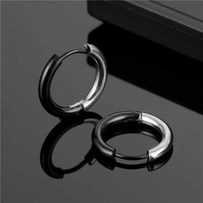 China Hiphop Mens Stainless Steel Hoops Earrings Women Gold / Silver Splice Huggie Earrings for sale