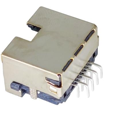 China Ethernet System PCB Offset Type LCP DIP RJ45 Hardware 9.9H Without LED 8PIN Female Metal Peg Connector for sale