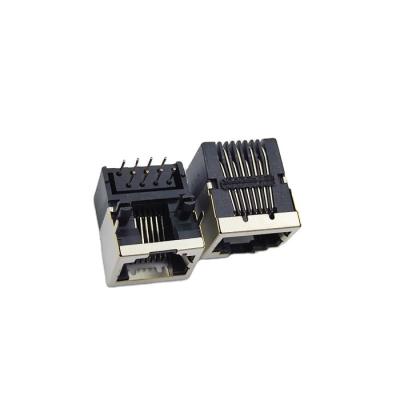 China PCB Connector Half-shielded Low Profile 8P8C Modular Jack Side Entry RJ45 Connector Female for sale