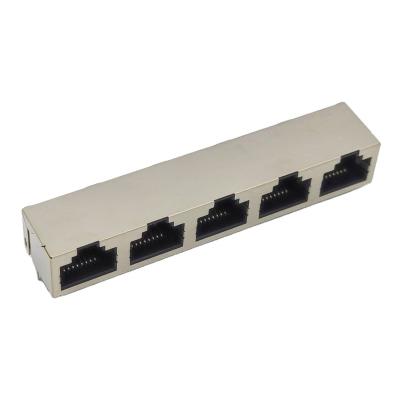 China PCB connector 56L 1x5ports without LED shielded RJ45 8P8C side entry modular jack for sale