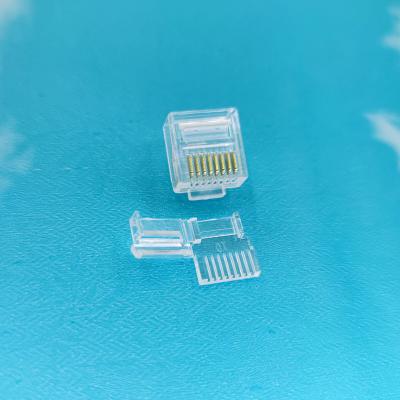 China Line Wired Network Cable 0.55mm Wire Hole 8P8C Short Body Plug RJ45 Modular Male Connector For Slim Thin Cable for sale