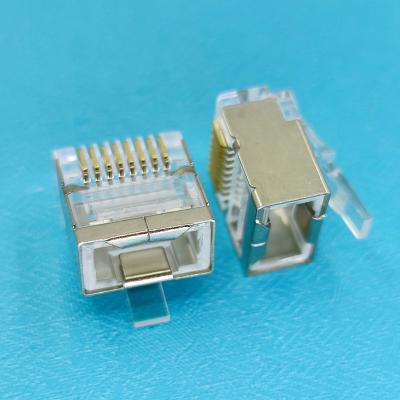 China Line Wired Network Cable 8P8C FTP Short Body Plug RJ45 Modular Male Connector With Metal Shielded 1.0mm Wire Hole for sale