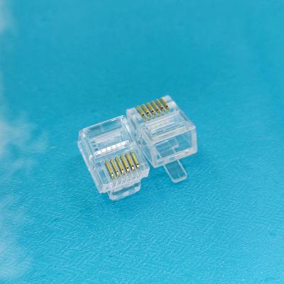 China Voice / Data Line Cord Telephone Cable 6P6C Male Plug RJ12 Connector Modular Connector for sale