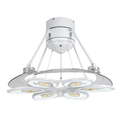 China Modern White Fancy Ceiling Fan With Lights And 48 Inch Chandelier Remote Control Retractable Ceiling Fan 220V for sale