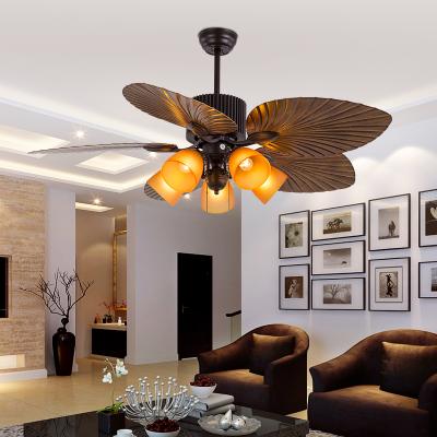 China Modern High Quality 52 Bronze Ceiling Fan 5 Blades ABS Chandelier Remote Control Ceiling Fans With LED Light for sale