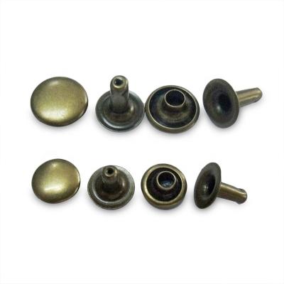 China Custom Metal Double Nail Semi Solid Copper Hollow Copper Decorative Head Dome Brass Snap Tubular Rivet for sale