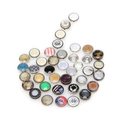 China Resin Rhinestone Pearl Sewing Logo Resin Rhinestone Pearl Metal Snap Jeans Viable Round Shirt Press Custom Brass Button For Clothes for sale