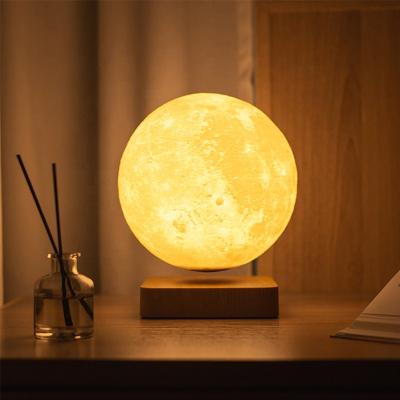 中国 Minimalist Luxury Led Bedroom Tifany Desk Table Magnetic Levitation Decoration Floating 3D Printing 18cm 14cm Moon Room Lamps 販売のため