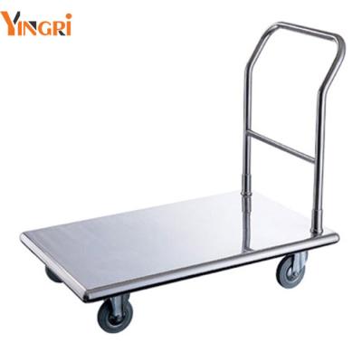 China 201 Stainless Steel Flat Bed Trolley Household Storage Trolley Silent Push Trolley for sale