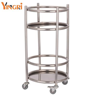 China 201 Stainless Steel Commercial Equipment Hotel Round Stainless Steel Pickup Wine Cart Liquor Cart for sale