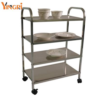 China 201 Stainless Steel Workmanship Good Selling Kitchen Trolley Trolley Restaurant Equipment Square Tube Stainless Steel Catering Trolley for sale