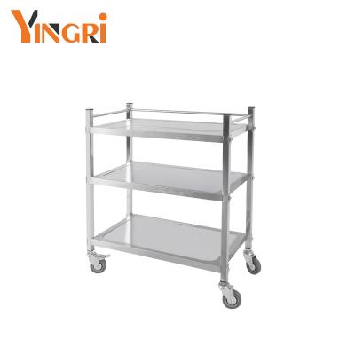 China 201 Stainless Steel 3 Tier Trolley Cart Kitchen Dining Serving Food Utility for sale