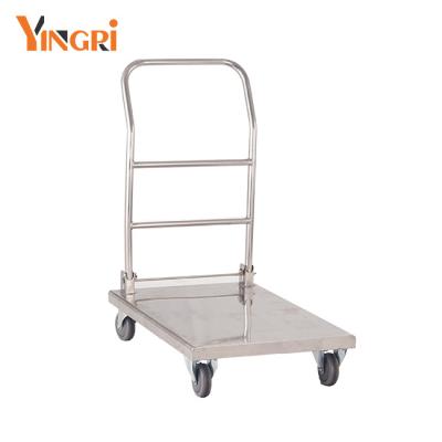 China Heavy Duty Industrial Warehouse Cargo Platform 201 JMYINGRI Stainless Steel 201 Stainless Steel Metal Hand Foldable Trolley for sale