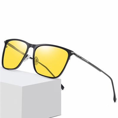 China Anti New Square Metal UV400 Polarized Glasses TAC Lens Glasses Classic Blue Yellow High Quality Two Color Frame Men Sunglasses for sale