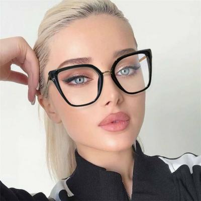 China Anti UV400 2022 The New Trend TR90 View Glasses Anti-Blue-Ray Glass Women Myopia Blue Light Blocking Square Glasses Large Available for sale