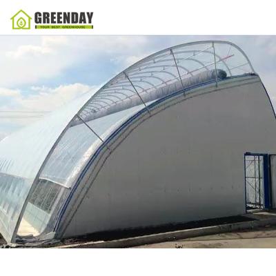 China Stable double structure China extremely cold weather polycarbonate film heat insulation panel passive solar agriculture greenhouse for Canada for sale