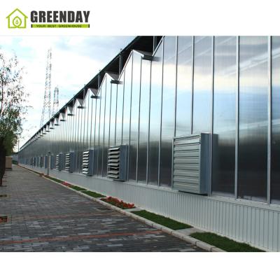 China Stable structure GREENDAY cheap PC sheet greenhouse multi-span venlo polycarbonate greenhouse for tomatoes for sale