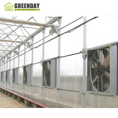 China Stable Structure GREENDAY Multi Span Glass Material Hydroponic System For Greenhouse for sale