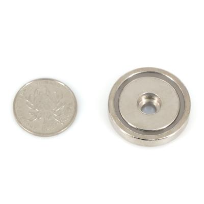 China Industrial Strong Shallow Round Magnet Base Permanent Neodymium Pot Magnet With Straight Through Hole for sale