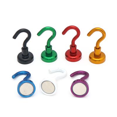 China Industrial Magnet Strong Heavy Duty Colorful Rare Earth Neodymium Pot Magnet With Hook For Home for sale