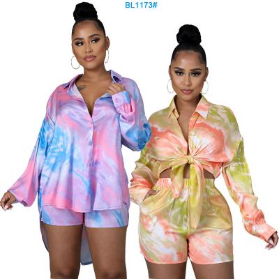 China Two-piece set of new anti-pilling women's fashion sets leisure wholesale 2022 summer shirt shorts for sale