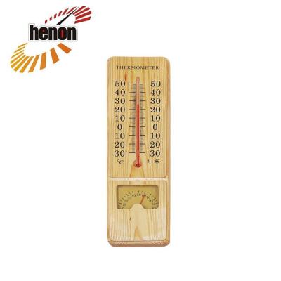 China Custom Household Pine Wood Temperature Detection Wood Thermometer Hygrometer for sale