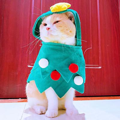 China Sustainable Pet Christmas Tree Shawl Clothes Cat Net Christmas Tree Shawl Pet Holiday Clothes Jumpsuit Costume for sale