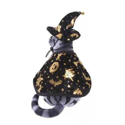 China New Halloween 2021 Viable Print Wizard Cape Set Dog Cat Hat Set Ornament for sale