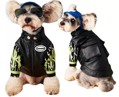 China New Winter Viable Equipment Autumn Clothes Pet Schnauzer Than Teddy Bear Dog Leather Coat Small Two Fake Handsome for sale