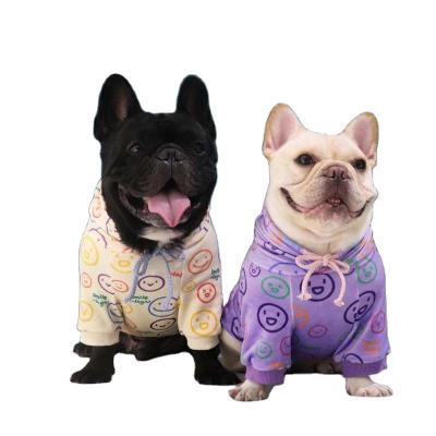 China New Viable Fashionable Dog Smiling Clothes With Fall/Winter French Bulldog Fluffy Warm Pet Wearing Hats for sale