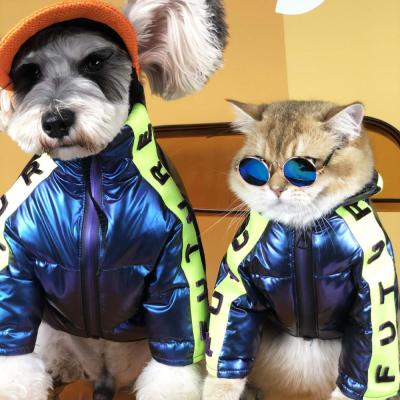 China Brand Design Teddy Schnauzer Viable Cool Winter Padded Down Jacket Brand Logo Luxury Winter Pet Clothes for sale